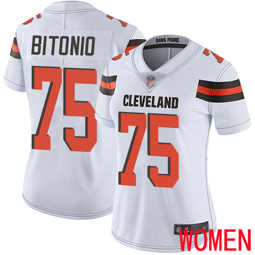 Cleveland Browns Joel Bitonio Women White Limited Jersey 75 NFL Football Road Vapor Untouchable